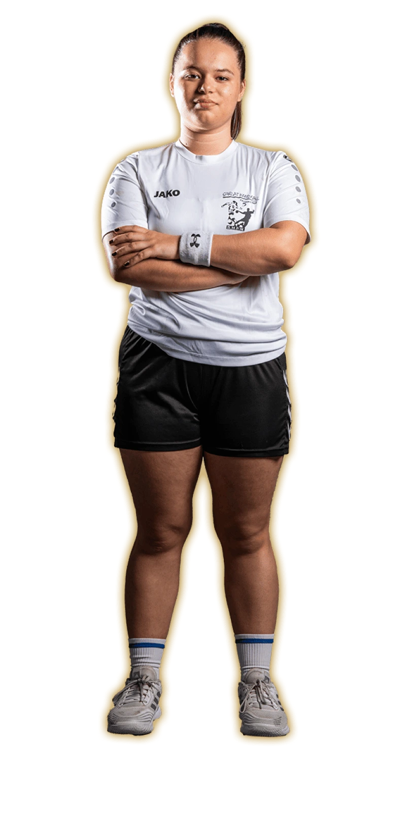 Portrait de Eleane Fouladoux, joueuse évoluant comme ailière gauche en catégorie '-18 ans Filles' au Sarlat Handball Périgord Noir, club de handball amateur en Dordogne